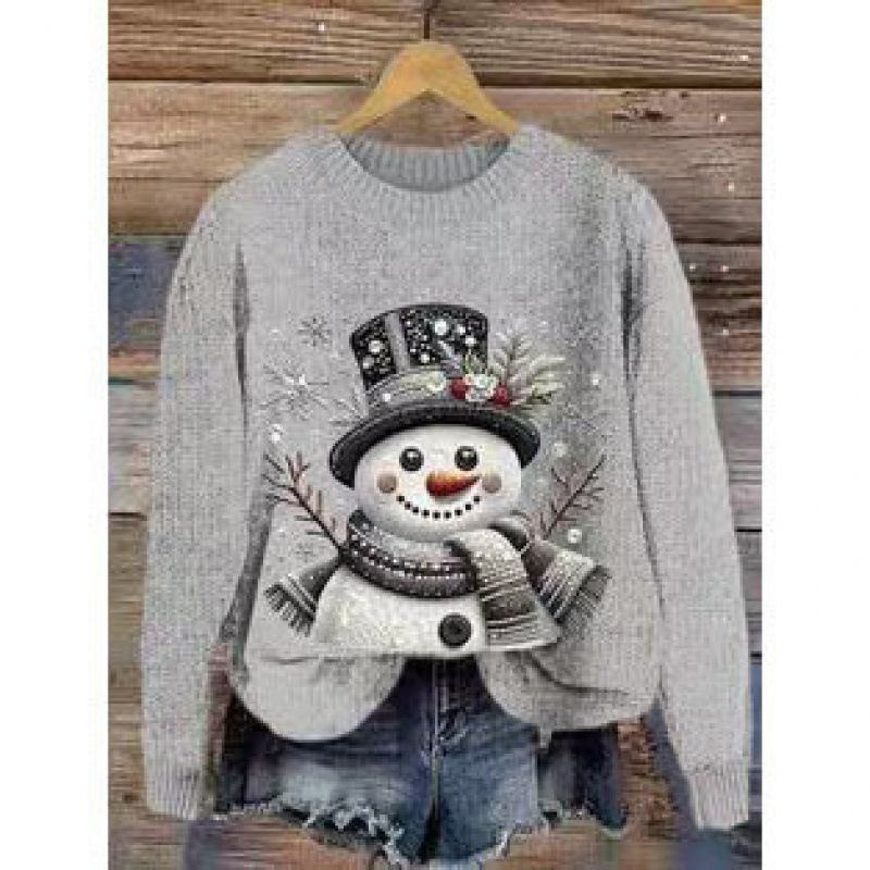 2026 Spring/Autumn New European and American Style Women's 3D Digital Print Casual Fashion Round Neck Faux Sweater/Sweatshirt - Image 11