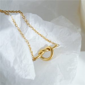 A knotted necklace for women, made of titanium steel, colorfast, short, heart-shaped, simple, light luxury choker, unique and elegant.