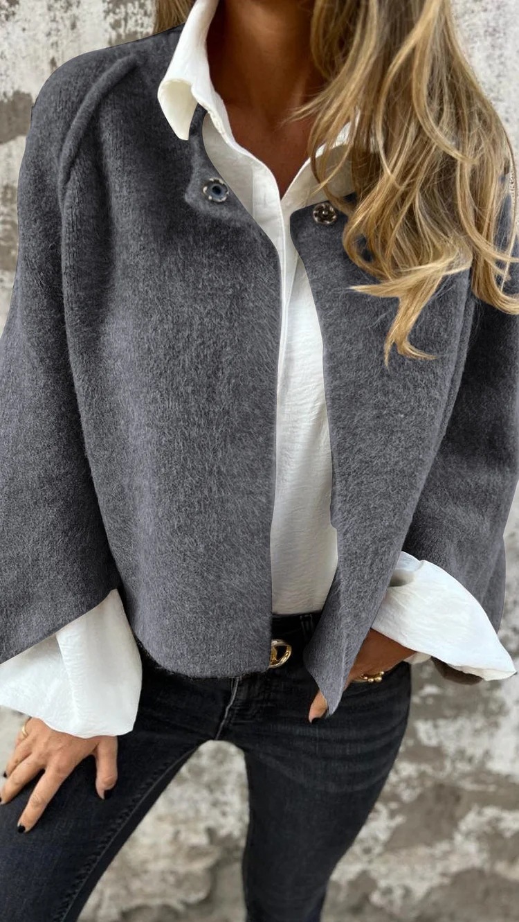2024 Independent Station Foreign Trade AliExpress_Autumn and Winter Loose Short Cashmere Long Sleeve Jacket - Image 11