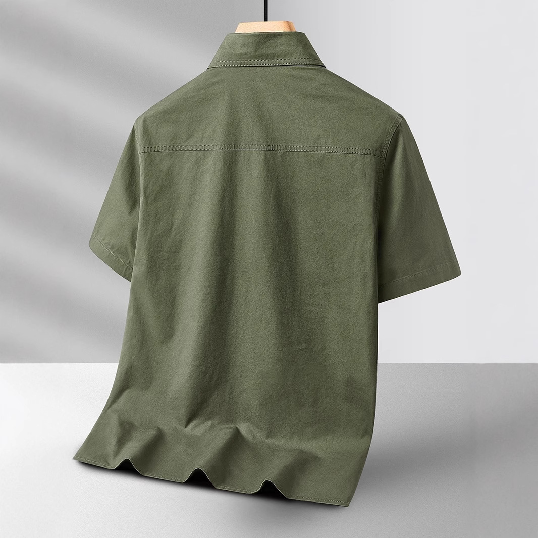 American-style workwear trendy casual short-sleeved shirt for men, new summer 2025 style, fashionable multi-pocket shirt jacket. - Image 4