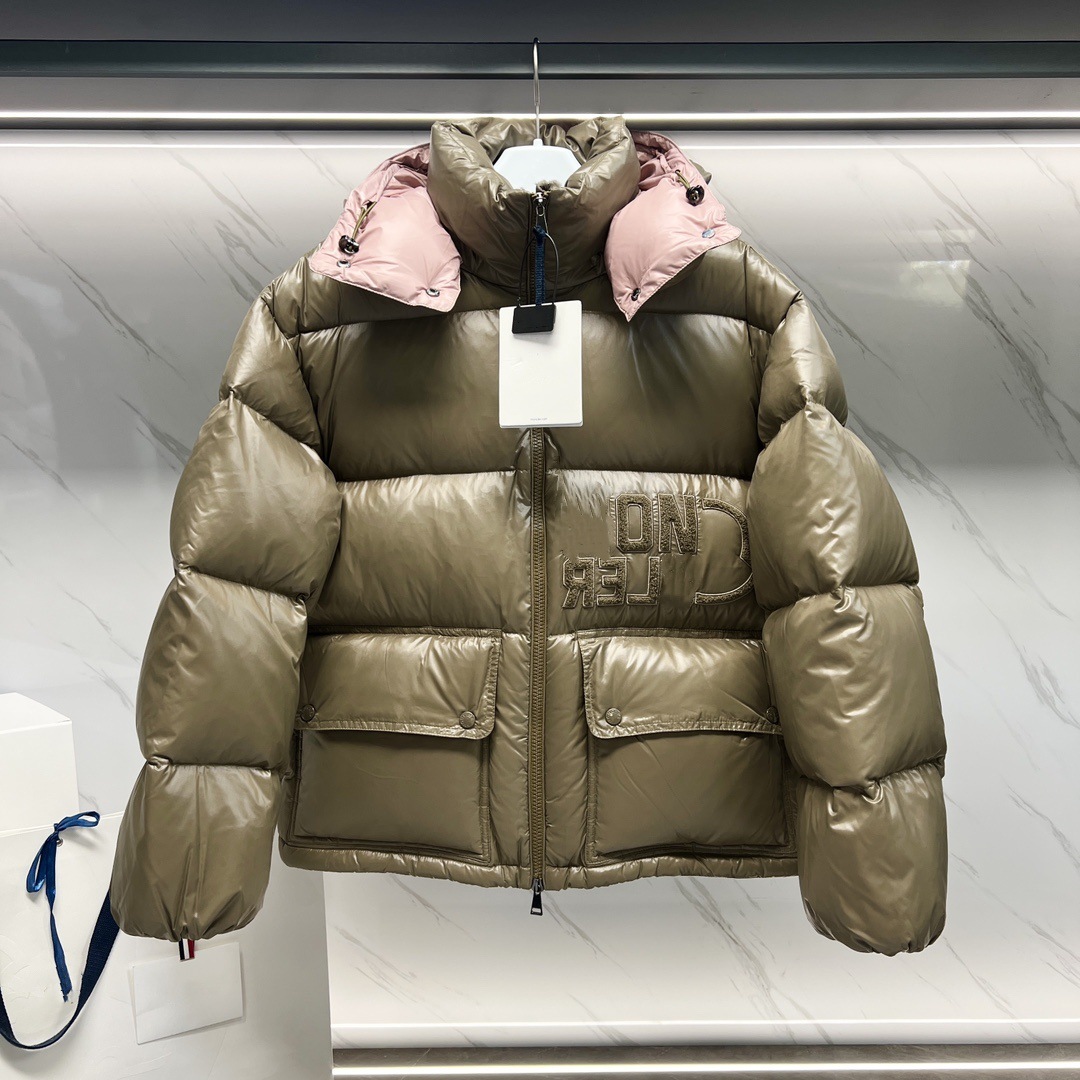 Correct version M home 23SS short lacquered nylon fabric bread down jacket unisex style detachable hood - Image 7