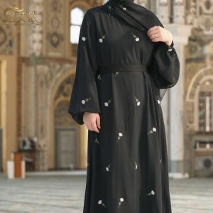  (No headscarf) 2025 Loriya Dubai Türkiye Full Body Densified Floral Embroidery Full Skirt Dress LR931