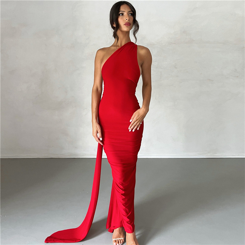 2024 spring and summer new European and American style cross-border women's clothing sexy backless halter neck hip-covering slim evening dress for women - Image 2