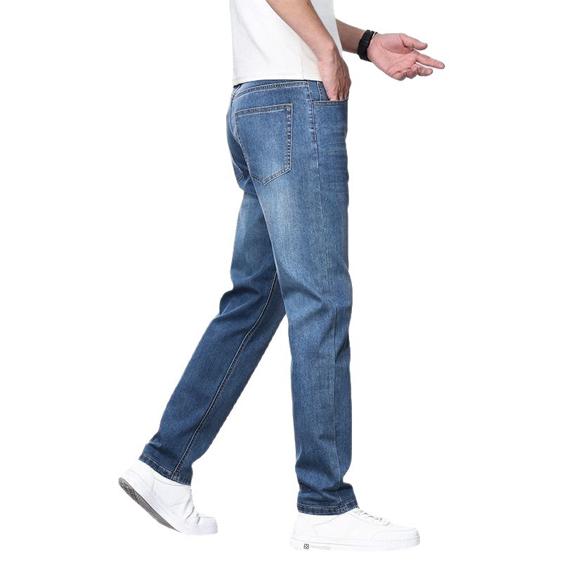 2025 new high-end stretch summer thin jeans men's loose straight ice silk casual large size long pants - Image 5