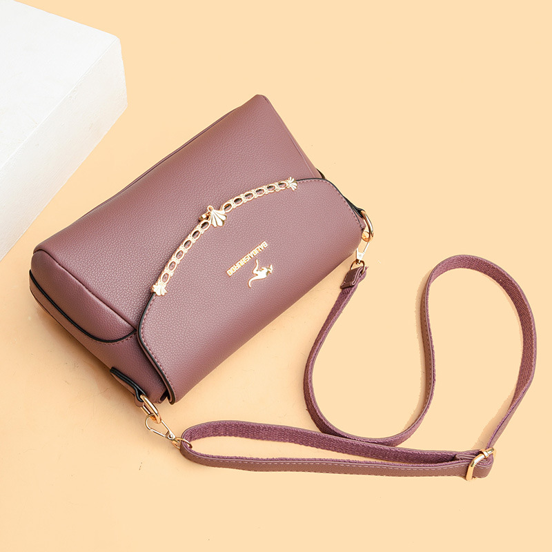Women's bag new fashion all-match soft leather middle-aged mother shoulder bag large capacity small square bag women's shoulder bag trendy - Image 9