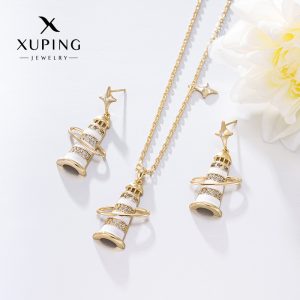 Xuping Fashion Niche Design Star Lighthouse Earrings and Necklace Jewelry Set - Festive and Elegant Earrings and Necklace