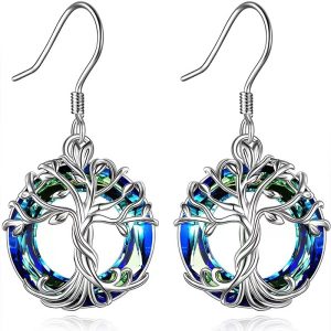 Cross-border Explosive Elegant Luxury Ladies Earrings Multicolor Crystal Tree of Life Earrings Personality Circle Imitation Crystal Earhooks
