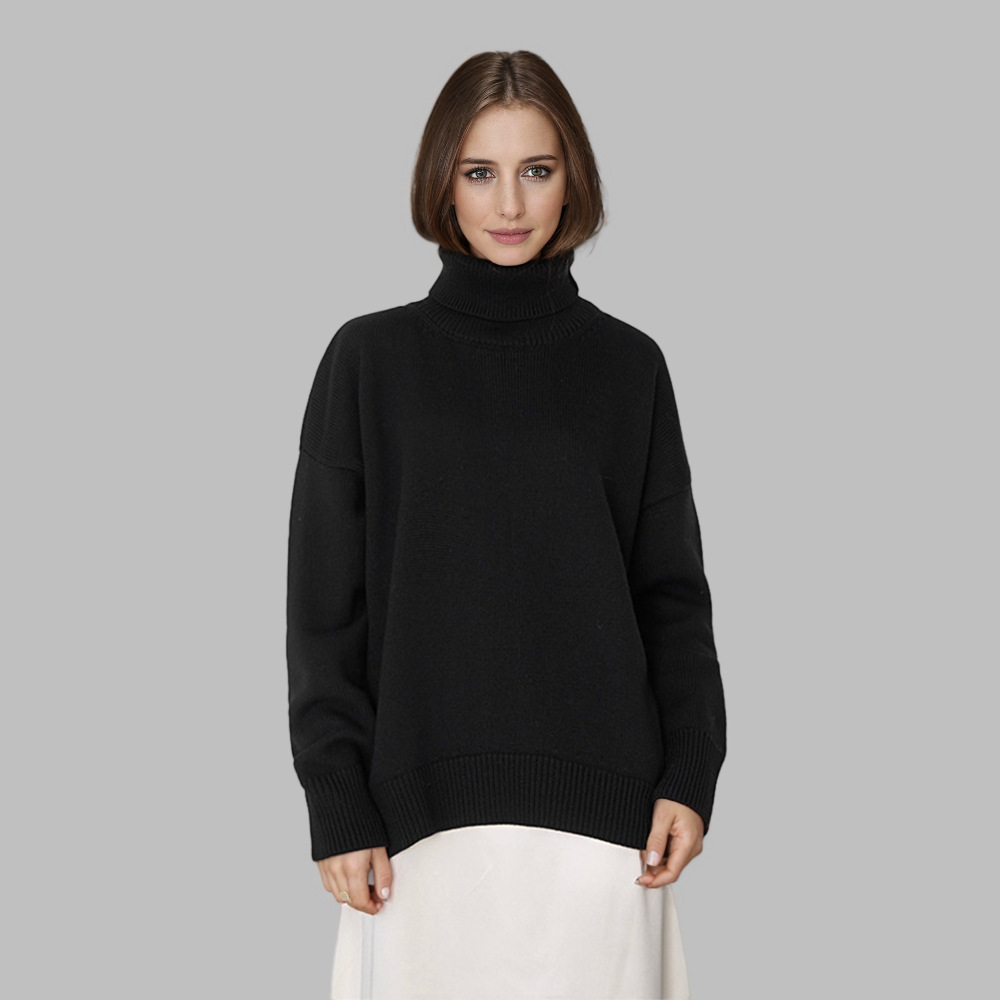 Women's solid color turtleneck sweater, European and American style, autumn and winter loose fit, versatile, classic best-selling knitwear, factory price wholesale. - Image 21