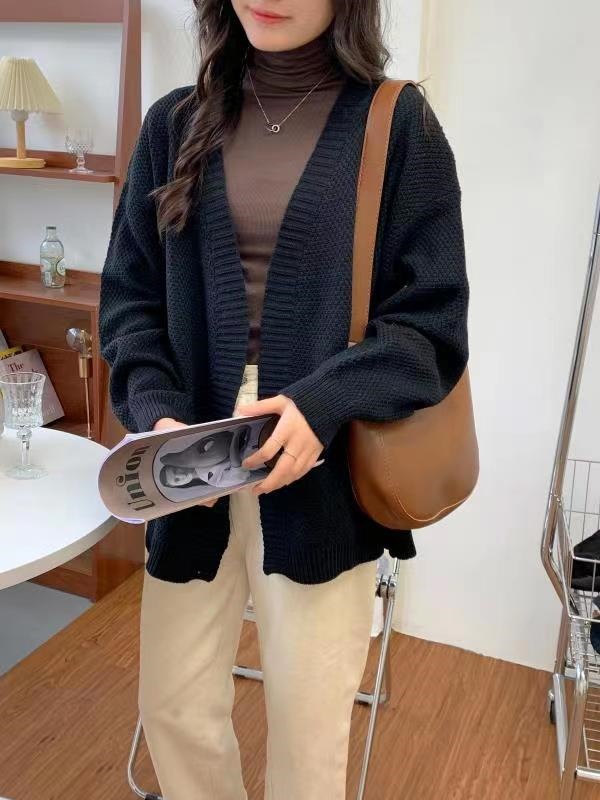 Hongtai French Retro Style Autumn/Winter Cardigan for Women, Chunky Knit, Loose Fit, Mid-Length, Casual and Versatile - Image 5