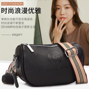 Cross-border first-layer cowhide saddle bag women's 2023 new style trendy and versatile genuine leather shoulder bag wide shoulder strap messenger bag