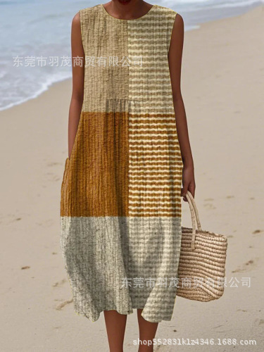 2025 European and American spring and summer new sleeveless casual printed temperament long skirt dress slim small fresh casual skirt - Image 41
