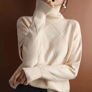 SY612# Cross-border trade trendy high-end diamond pattern, smooth texture, solid color pullover.