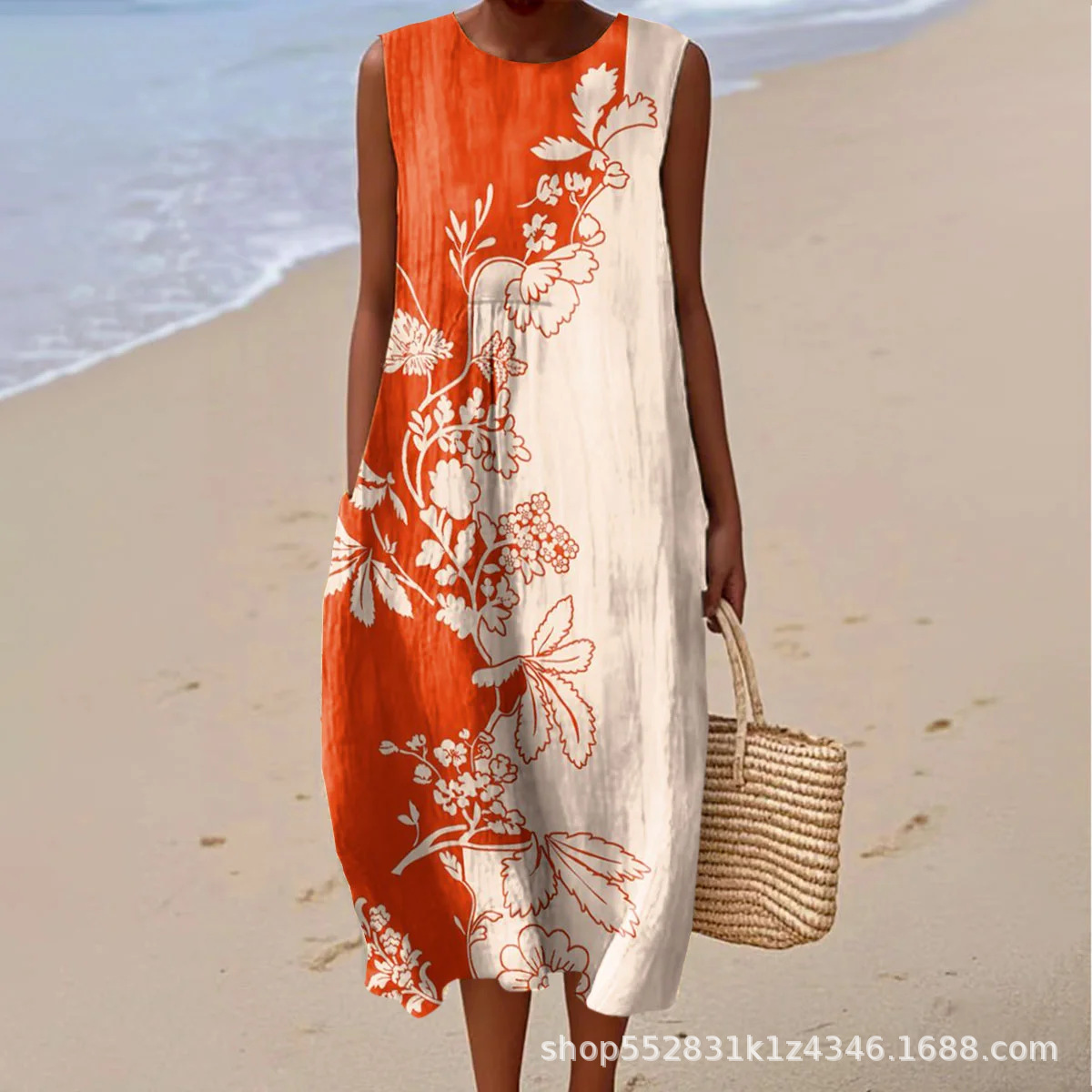 2025 European and American spring and summer new sleeveless casual printed temperament long dress slim small fresh casual dress - Image 33