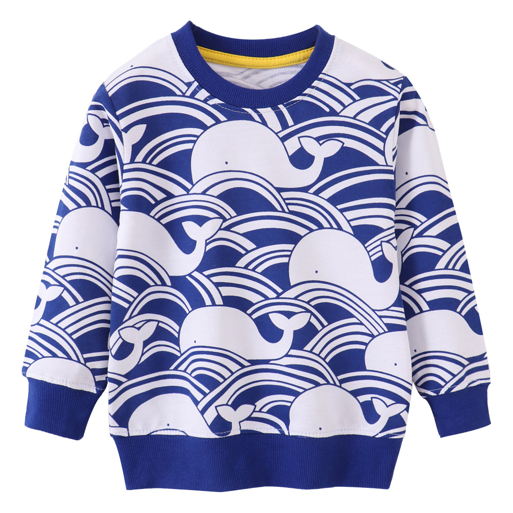 Children's autumn long-sleeved boys' cartoon cotton round neck sweatshirt T-shirt new year casual children's sweatshirt wholesale