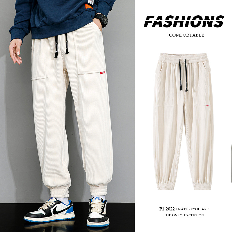 JYF-G50 men's large size autumn tide brand loose and fat to increase all-match wide-leg men's sports casual sweatpants - Image 5