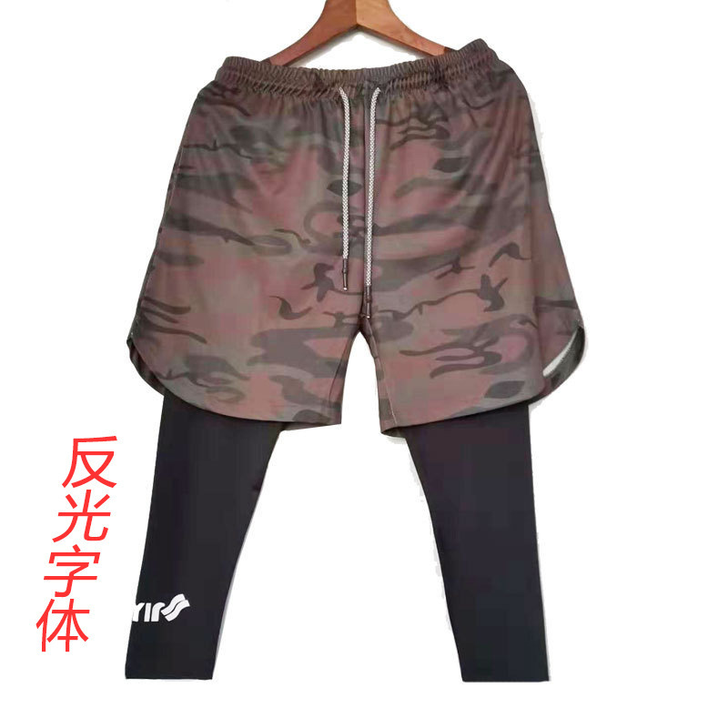 New men's sports fake two-piece trousers training fitness pants thin running overalls one piece drop shipping - Image 6