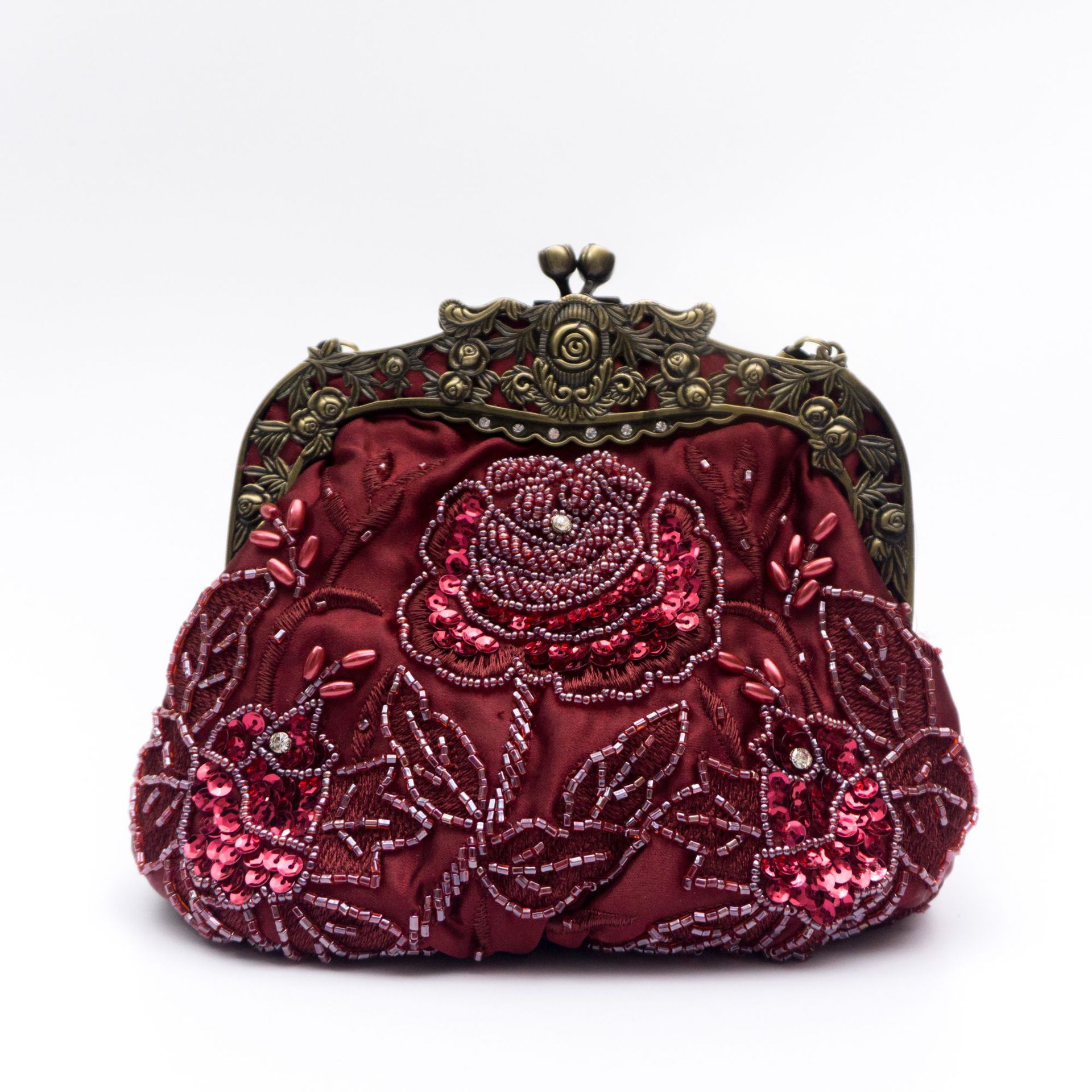Kaiweili handmade beaded flower evening bag retro old Shanghai cheongsam bag Amazon hot style embroidered mouth gold bag - Image 13