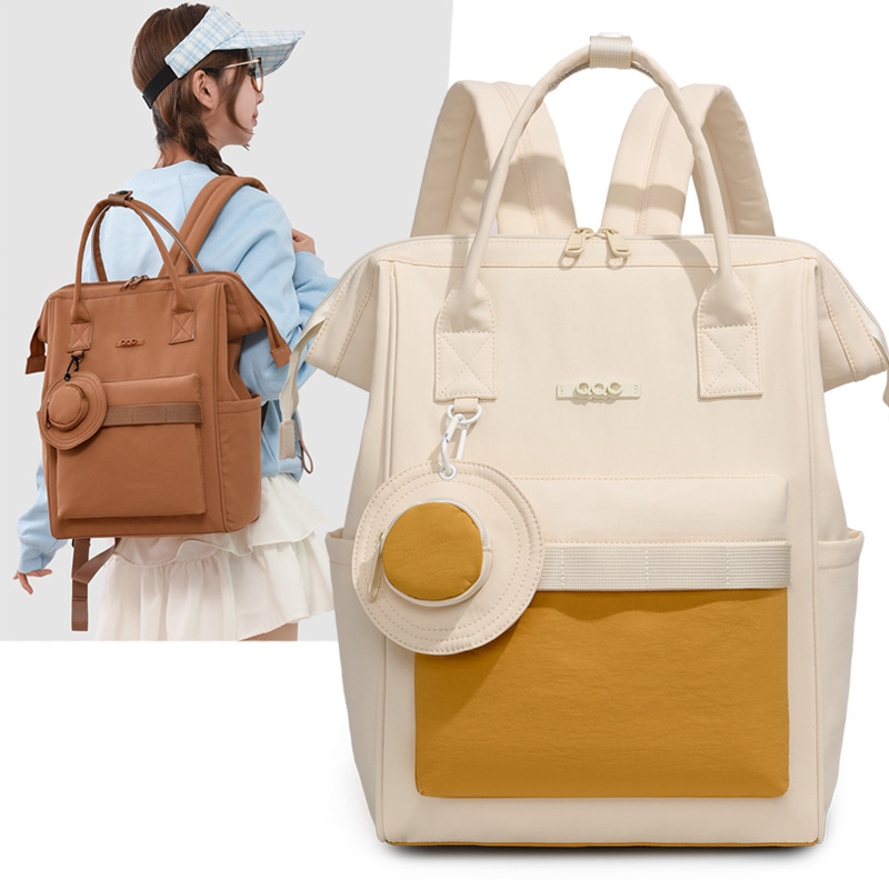 Cross-border Japanese style large capacity diaper bag, multi-functional compartment outdoor portable mother and baby bag, simple and customizable backpack - Image 2