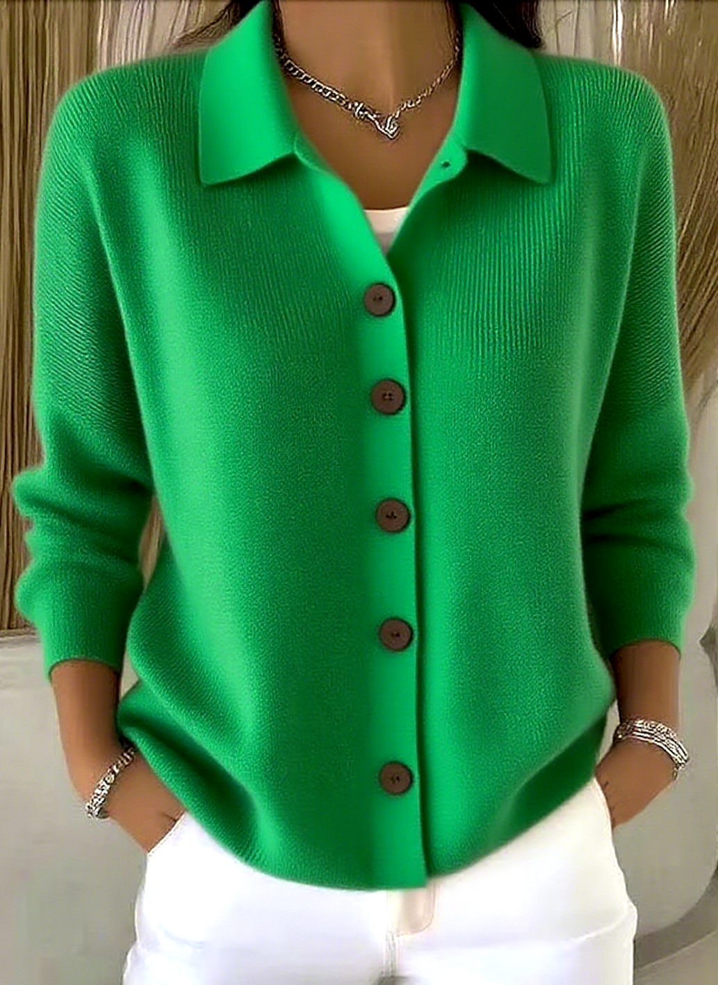 2026 European and American cross-border knitted cardigan button women's sweater coat autumn and winter new solid color casual fashion women's clothing - Image 16