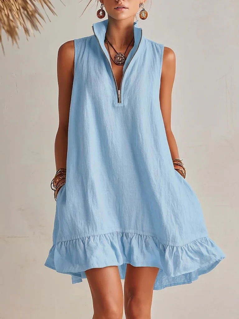 2026 New Arrival European and American Cross-Border Vacation Sleeveless V-Neck Dress, High-End Cross-Border Casual Dress - Image 7