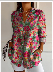 2024 New Women's Long Shirt, Summer European and American Trendy Short-Sleeve Floral Print 3D Short Sleeve Fashion - Image 33