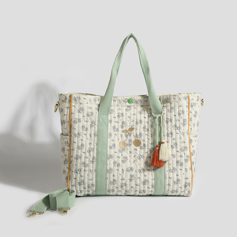 Korean ins mommy bag large capacity tote bag mother and baby bag floral hand-held outing single shoulder light messenger bag