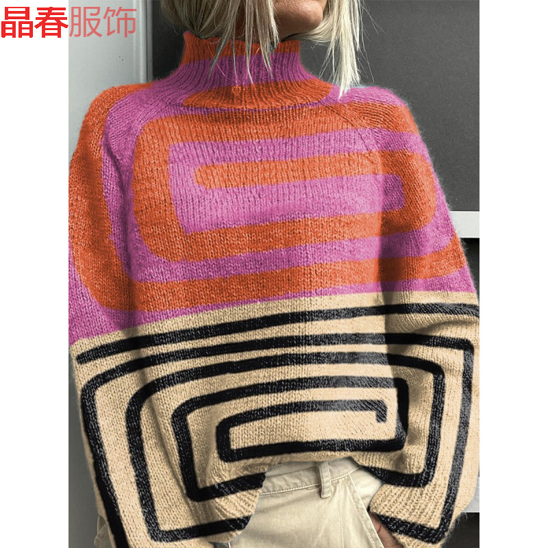 New Christmas Abstract Print Casual Cape Cardigan Sweater for Foreign Trade and Cross-Border - Image 4
