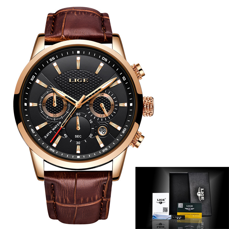 New LIGE 9866 men's sports quartz watch waterproof steel belt binocular multifunctional watch business watch - Image 9