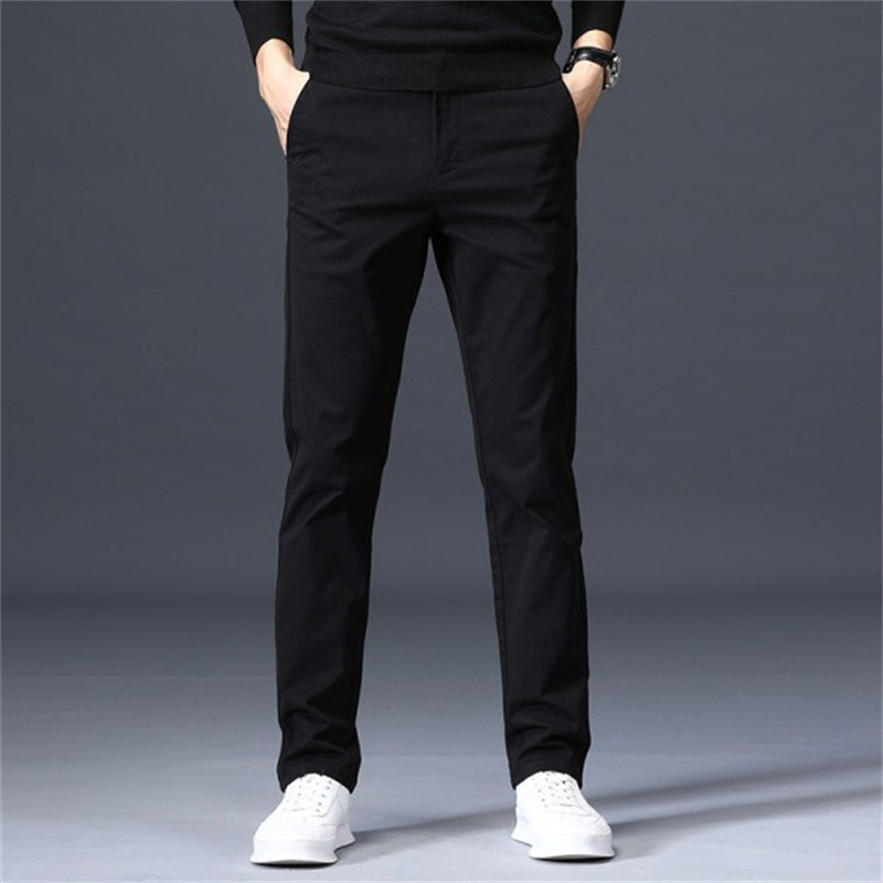 Men's casual pants autumn and winter plus fleece pants men's straight loose men's wear trousers business men's versatile workwear men's pants - Image 2