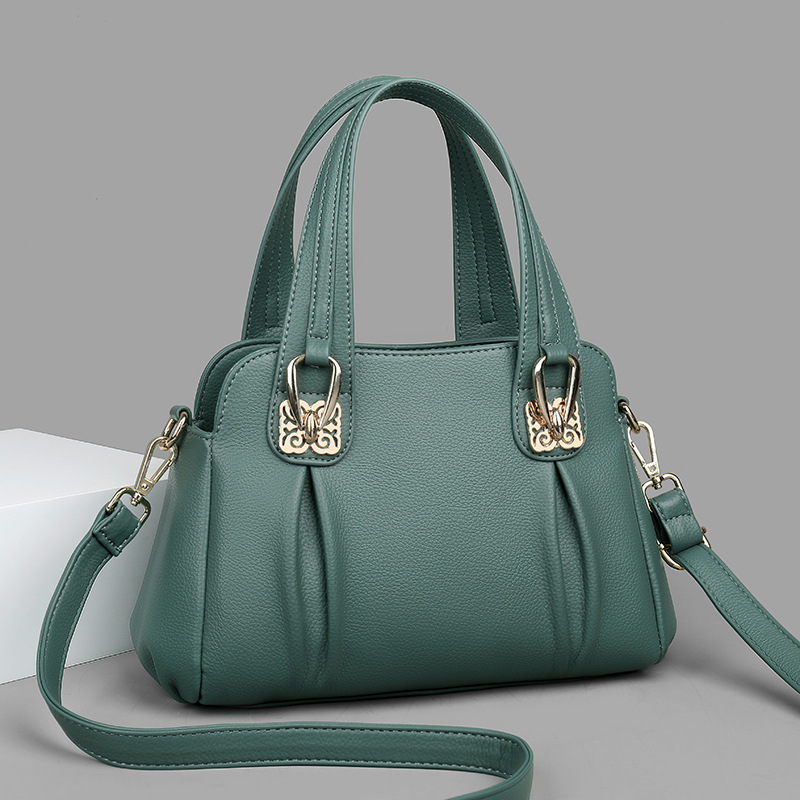 Bags 2023 new middle-aged and elderly women's casual soft leather large capacity messenger bag fashion trend handbag women's bag - Image 3
