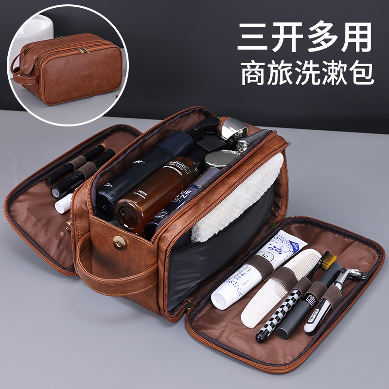 Cross-border, three-opening, multi-purpose business travel toiletry bag, high-end, large-capacity, multi-functional travel portable cosmetic bag/storage bag.