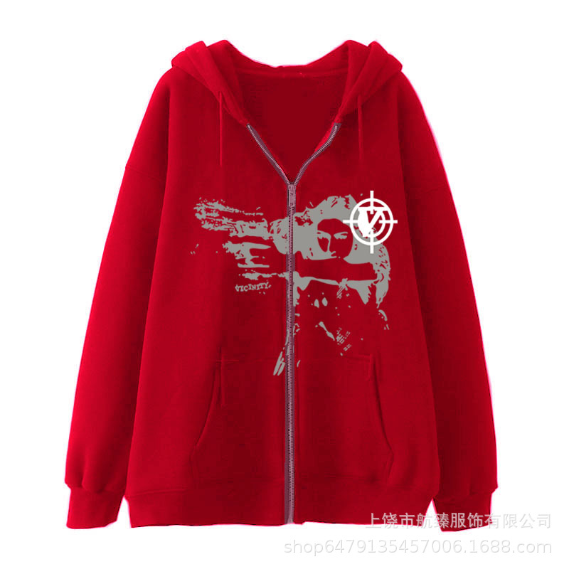 2022 Amazon Girl Gunner Zipper Sweater AliExpress Hot Selling American Cardigan Sweater Casual Trend Hoodie - Image 2
