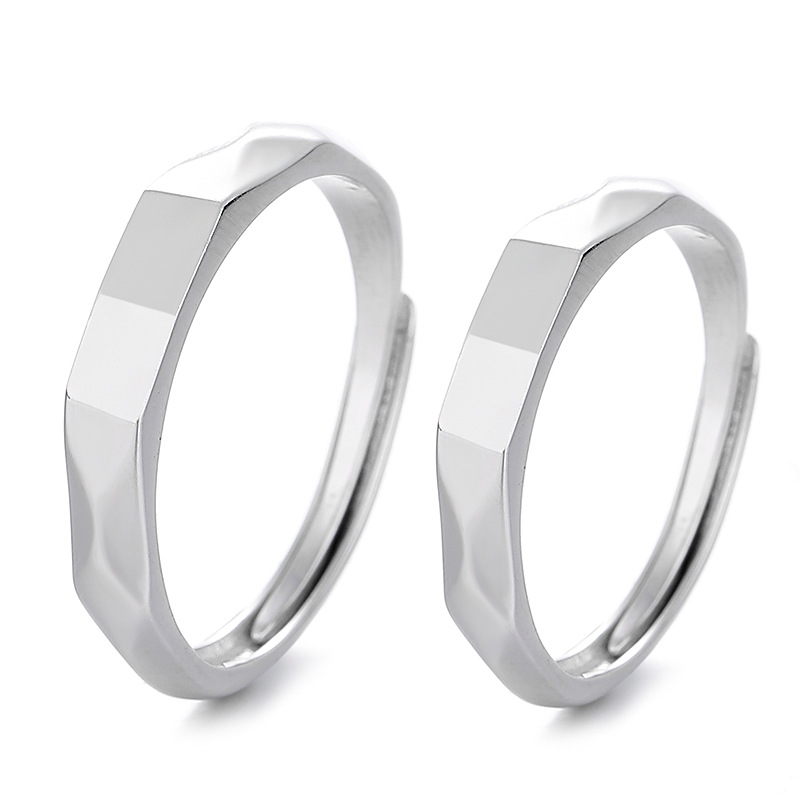 S925 Sterling Silver Projection Couple Rings, Colorfast, Unique Ins Style, Simple Design, "In the Name of Light" Couple Rings for Men and Women - Image 5