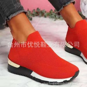 2021 Independent Station New Flying Knitting Socks Shoes Stretch Fabric Large Size Women's Shoes Spot Amazon Europe and America Foreign Trade Models