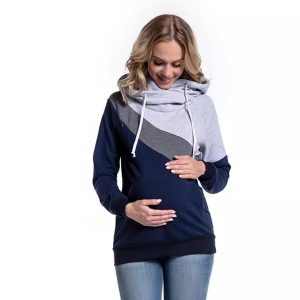 2025 Wish, AliExpress, eBay, Amazon New Long-Sleeved Patchwork Multifunctional Maternity Nursing Jacket/Sweatshirt
