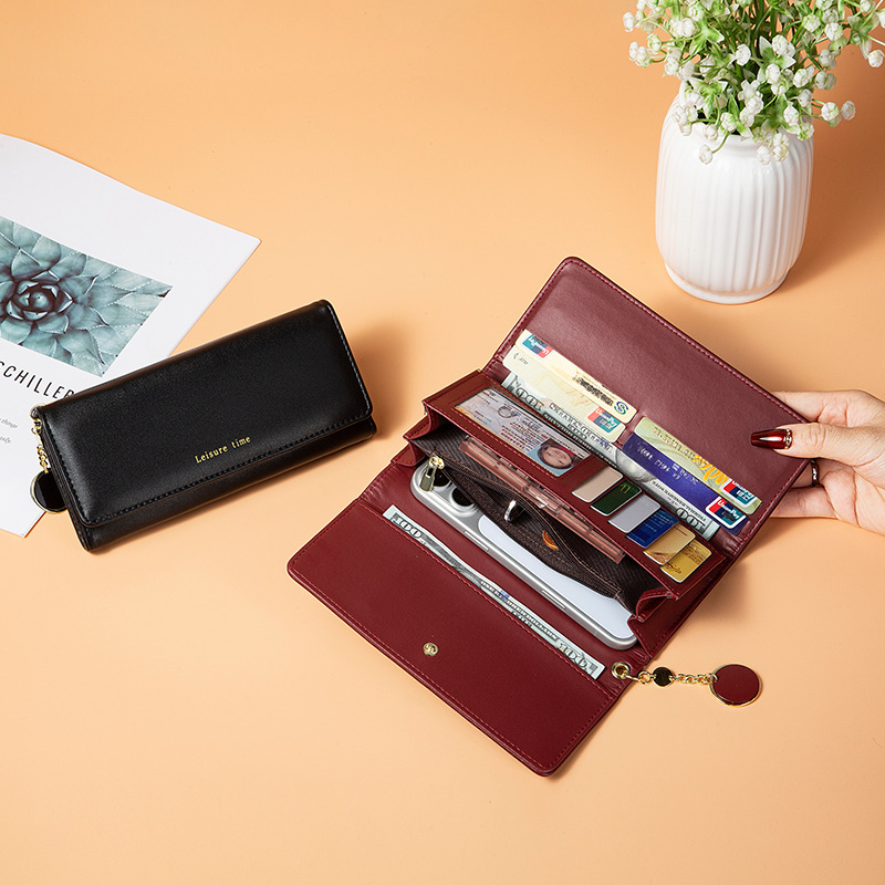 Cross-border hot-selling PU long women's wallet, multi-functional card holder, tri-fold wallet, women's multi-card slot card holder, clutch bag - Image 2