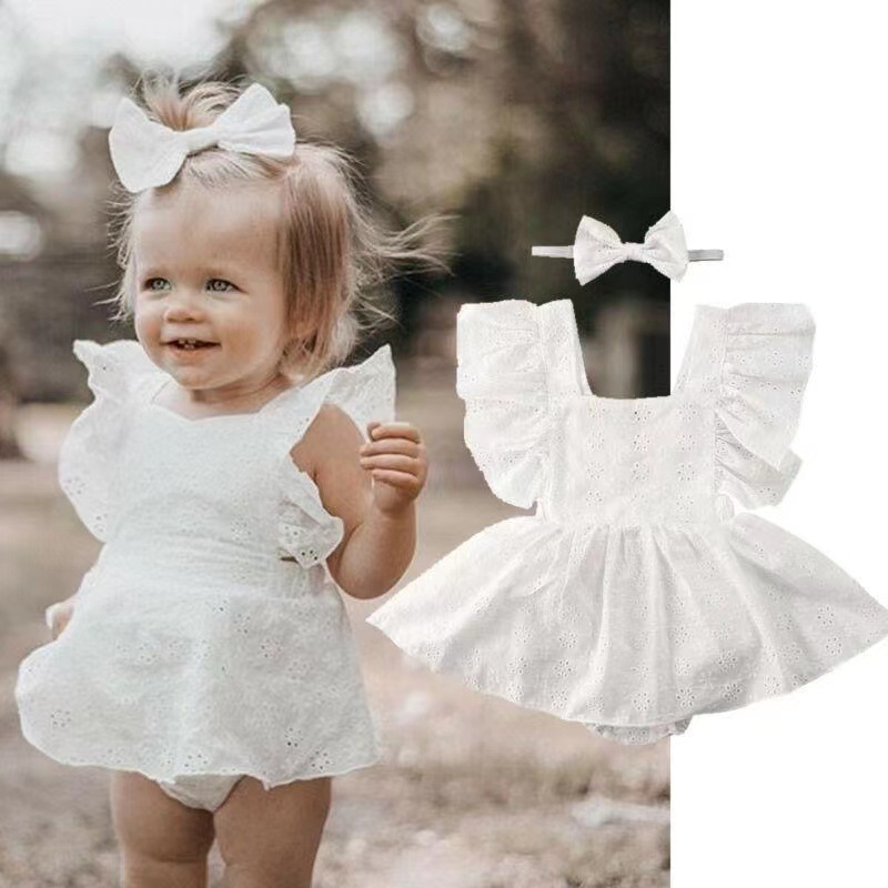 Girls' dress bag fart clothing baby solid color baby romper romper newborn clothes foreign style cross-border summer - Image 3