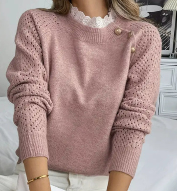 Autumn 2025 New Women's Clothing Chanel-Style Knitted Sweater, Thin Hollow-Out Sweater, Button Design, Unique Top - Image 6