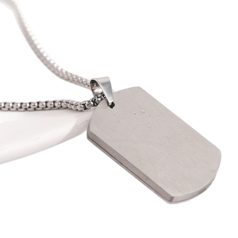 Factory wholesale, cross-border hot-selling 39MM personalized stainless steel three-grooved military tag necklace with laser-engravable logo fashion necklace - Image 5