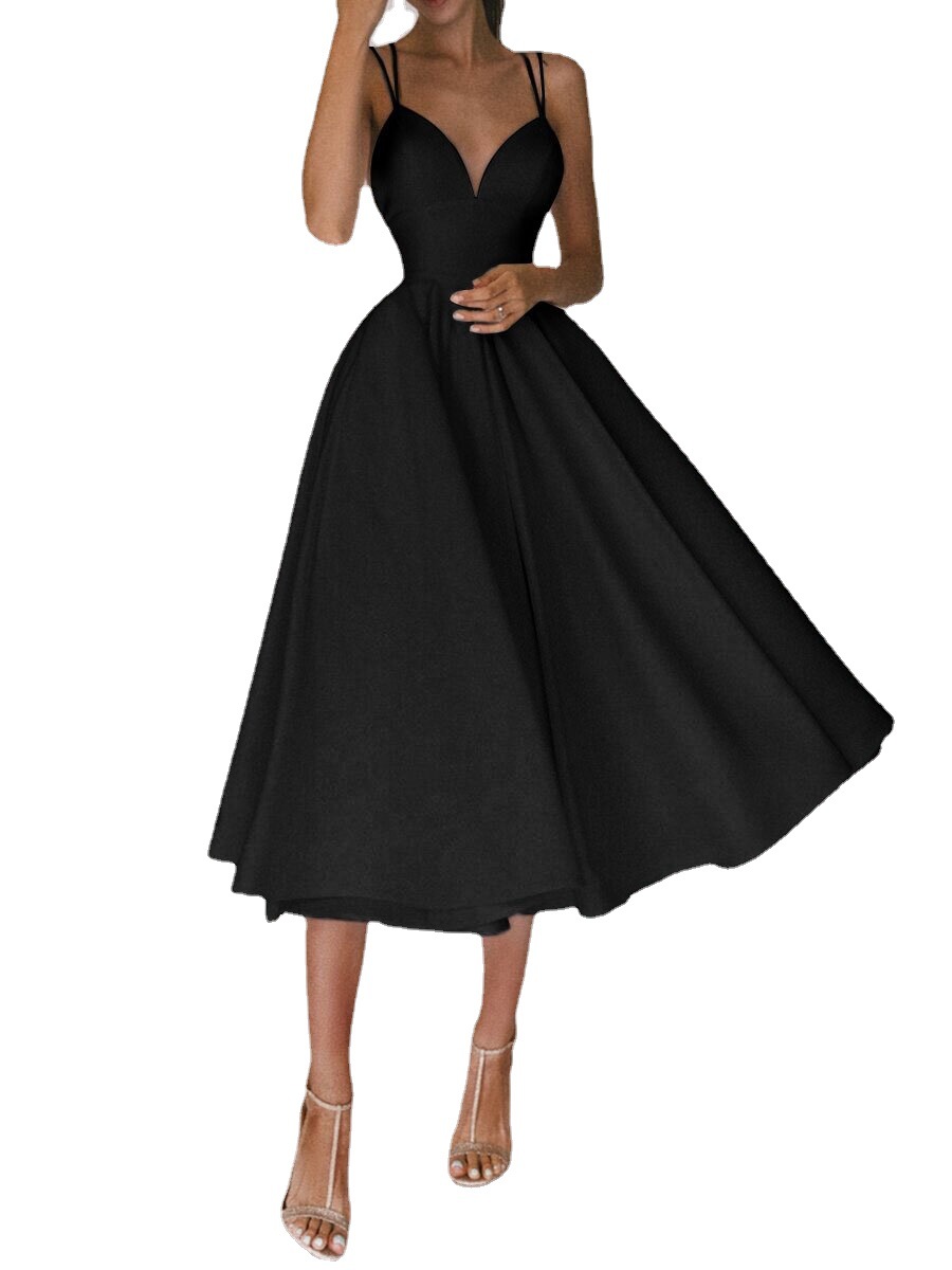 2023 spring and summer new cross-border AliExpress Amazon European and American women's multi-color suspenders sexy big swing dress - Image 2