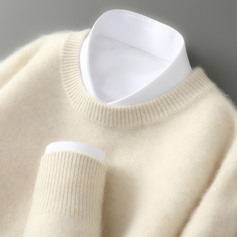 Men's high-neck, thick, loose-fitting pullover sweater/knitwear base layer. - Image 13
