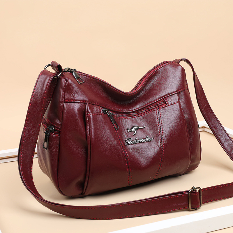 Soft leather bag women 2021 new trendy mother bag large capacity fashion atmosphere middle-aged and elderly mother-in-law single shoulder Messenger bag - Image 8