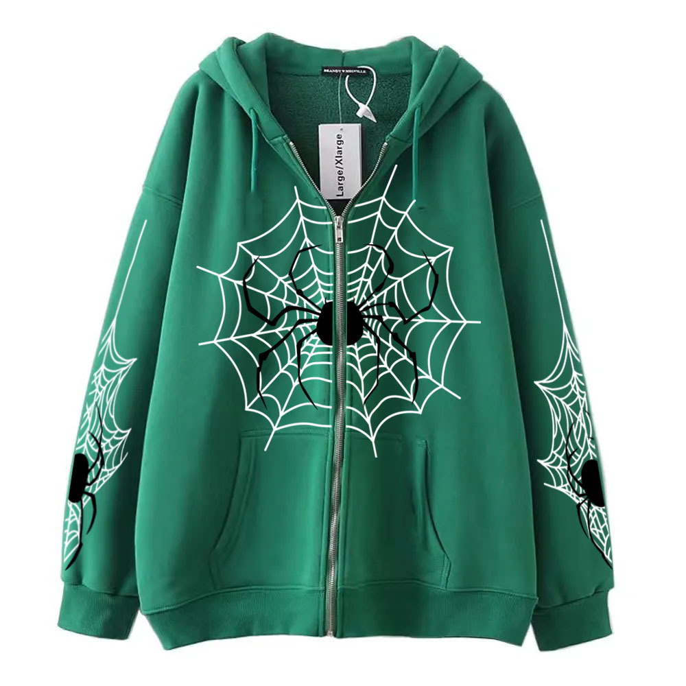 Cross-border youth spider web metal zipper sweatshirt street trend spring and autumn hoodie American retro casual jacket for men - Image 17