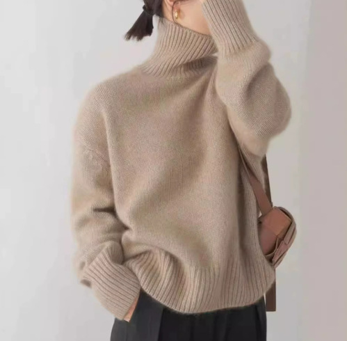 Customizable European and American cross-border high-neck sweater, 2026 autumn and winter loose-fitting versatile knit pullover style women's base layer. - Image 15