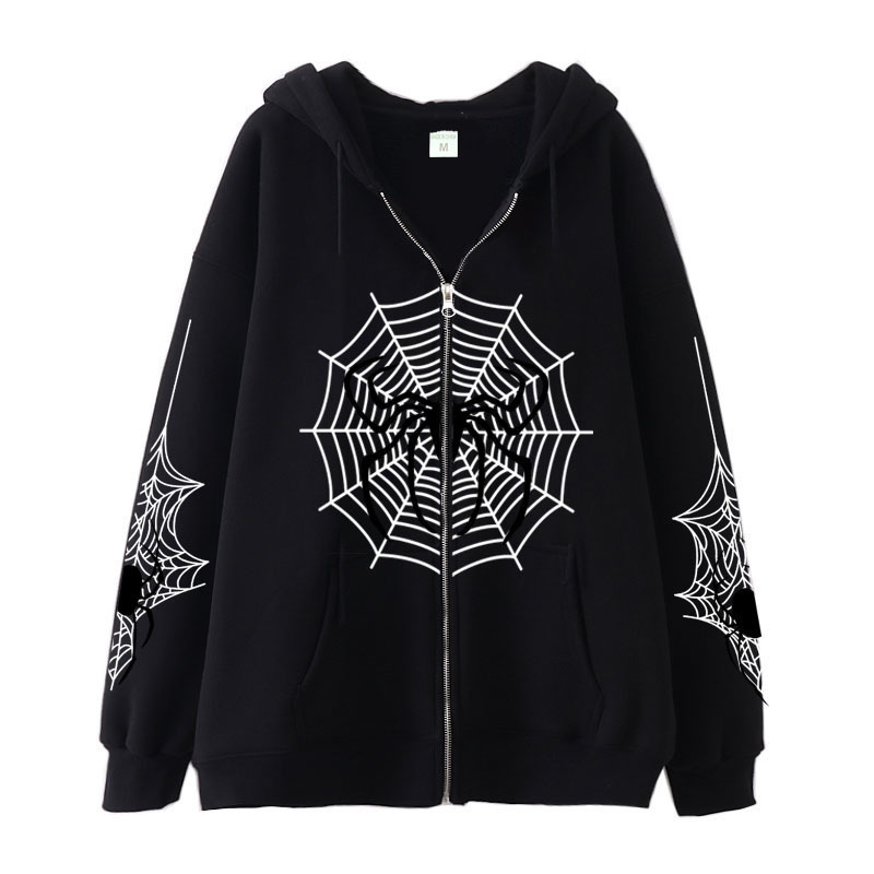 Cross-border youth spider web metal zipper sweatshirt street trend spring and autumn hoodie American retro casual jacket for men - Image 8