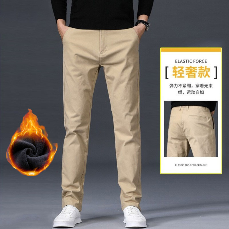 Men's casual pants autumn and winter plus fleece pants men's straight loose men's wear trousers business men's versatile workwear men's pants - Image 10