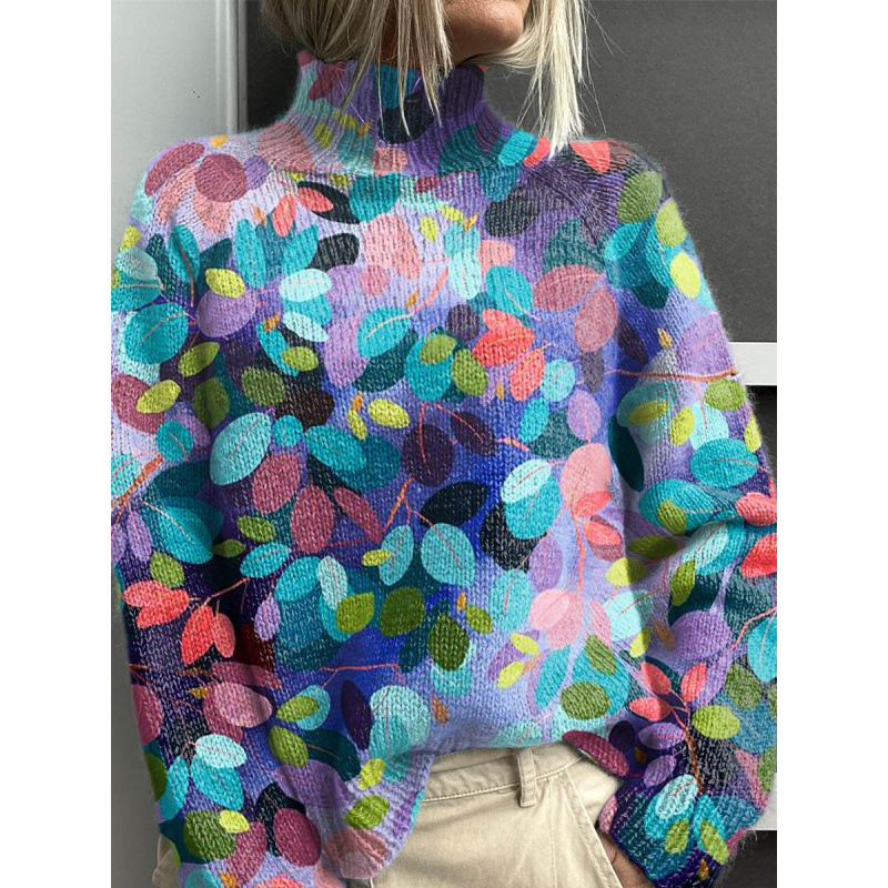 New Christmas Abstract Print Casual Cape Cardigan Sweater for Foreign Trade and Cross-Border - Image 43