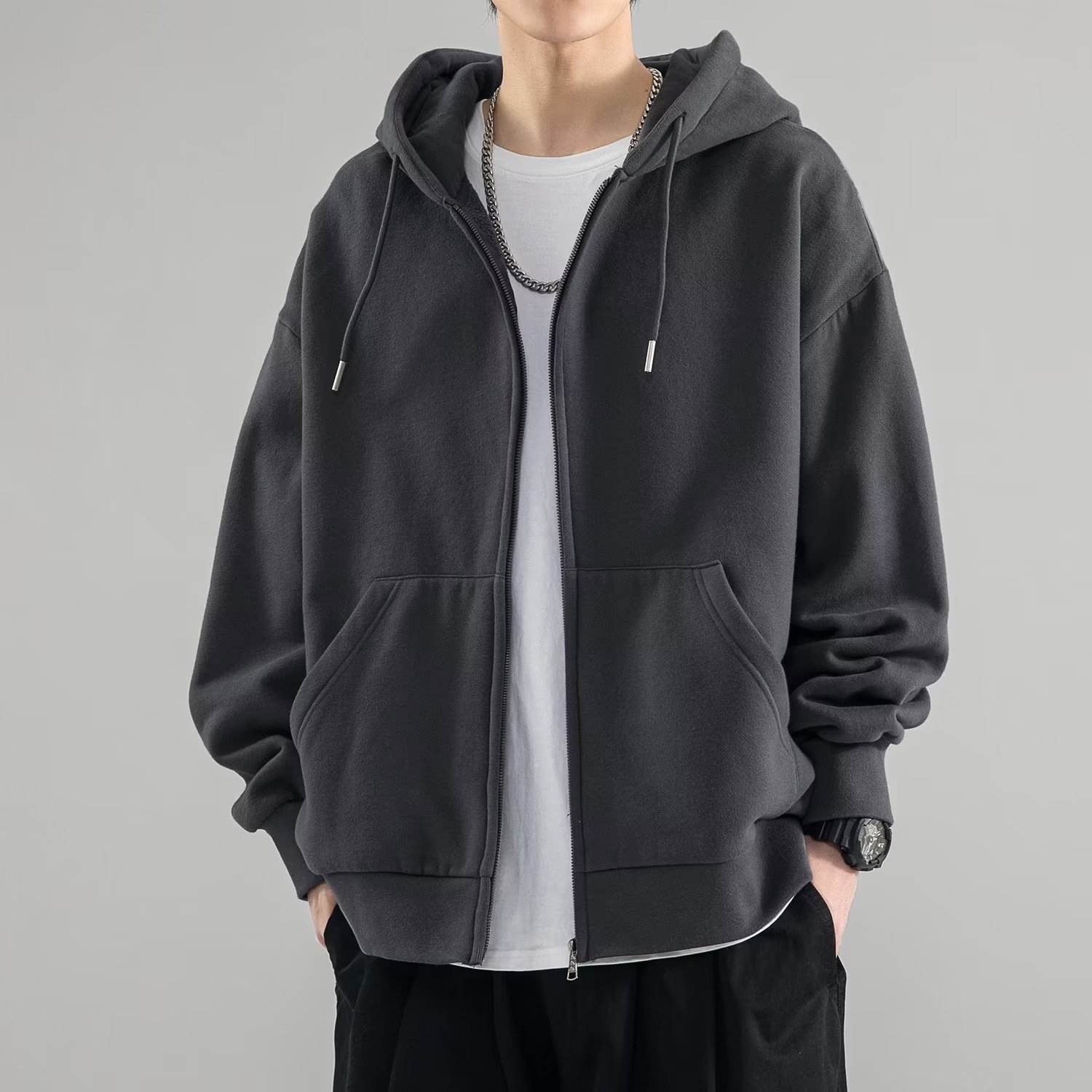 Heavy cardigan sweatshirt men's spring and autumn American fashion brand autumn jacket boys' clothes couple's top hooded jacket - Image 13