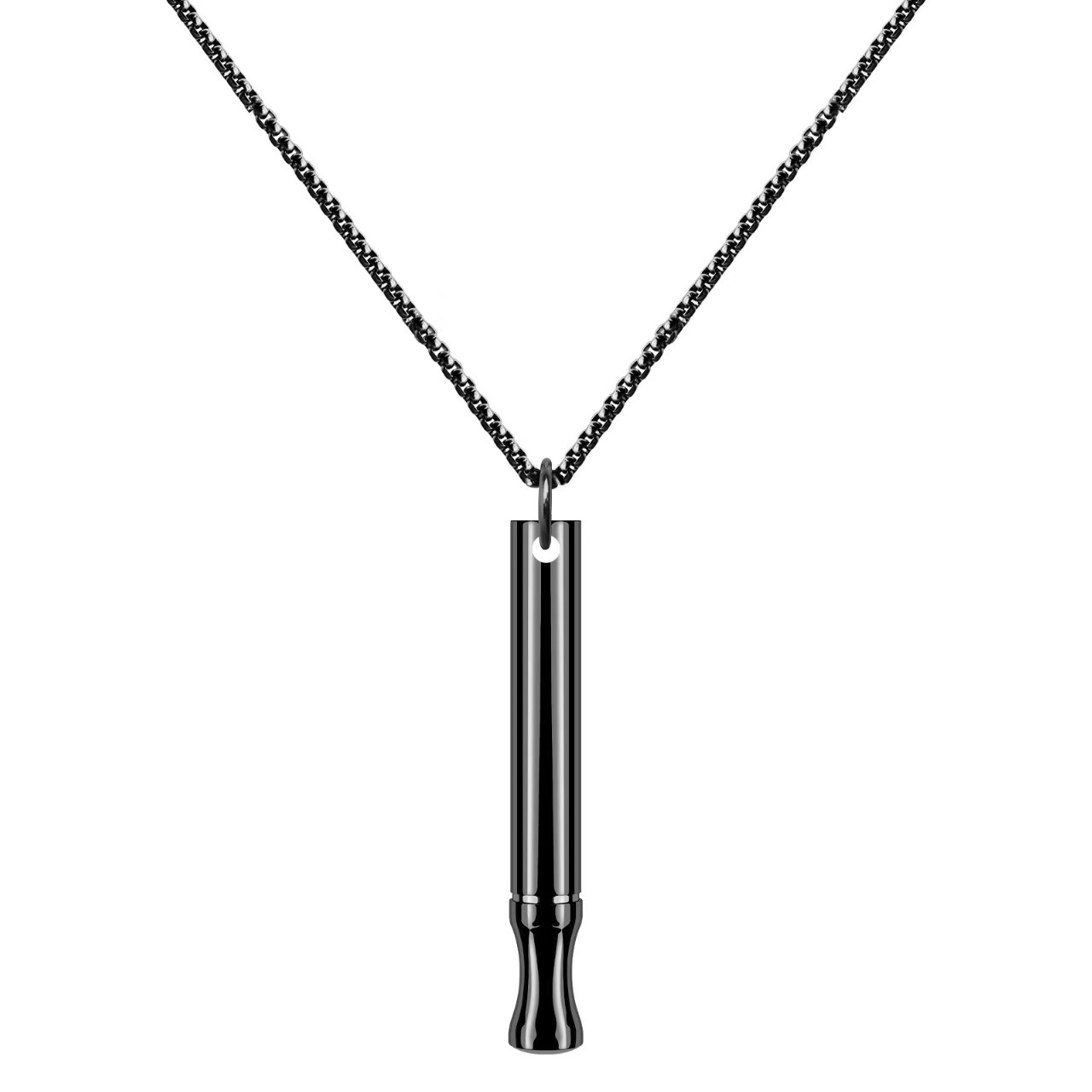 Cross-border solid wood whistle necklace for quitting smoking, meditation mindfulness whistle, titanium steel necklace for regulating breathing and relieving stress. - Image 3