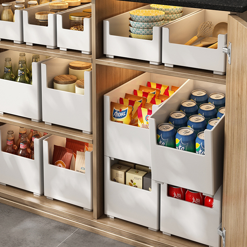 Home storage boxes for cabinets, snacks, kitchen utensils, cosmetics, Japanese-style desktop stackable storage baskets